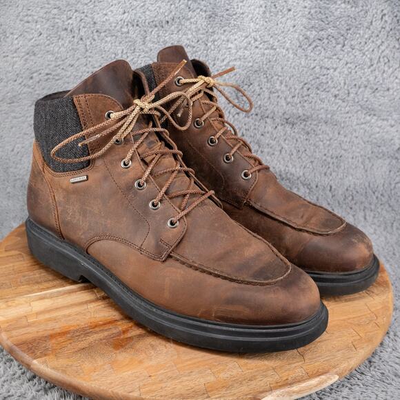 GEOX RESPIRA ‘AMPHIBIOX’ MENS BROWN NATURAL LEATHER BOOTS SIZE 45/12 $214 - Picture 1 of 9